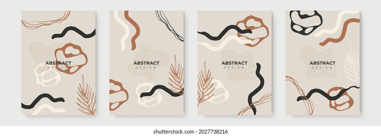 Floral background. Floral line arts and organic shape cover design template for social media sale banner, poster, cover design. Minimal and natural earth tone color theme wedding invitation cards