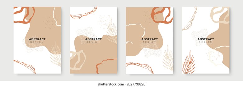 Floral background. Floral line arts and organic shape cover design template for social media sale banner, poster, cover design. Minimal and natural earth tone color theme wedding invitation cards