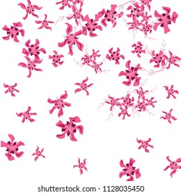 Floral Background. Little Flowers on Square Background. Cute Lily. Chaotic Pattern. Spring Vector Bace for Print, Card, Banner. Summer Floral Texture on White Background.