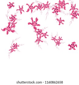 Floral Background. Little Flowers on Square Background. Lovely Lily. Chaotic Pattern. Spring Vector Bace for Print, Card, Poster. Summer Floral Texture on White Background.