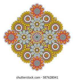 Floral background made of many doodle flowers. Vector illustration.