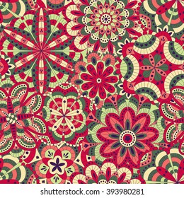 Floral background made of many mandalas. Seamless pattern. Good for weddings, invitation cards, birthdays, etc. Creative hand drawn elements. Vector illustration.