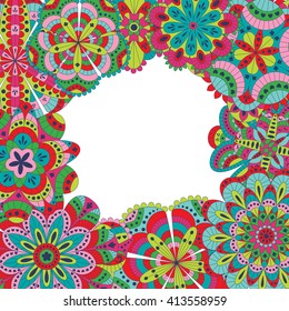 Floral background made of many mandalas. Good for weddings, invitation cards, birthdays, etc. Creative hand drawn elements. Vector illustration.