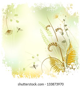 Floral background, meadow in summer time - vector