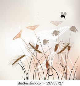 Floral background, meadow in summer time - vector