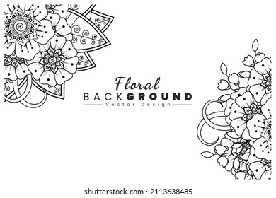 Floral Background with mehndi flower. Decorative ornament in ethnic oriental style. Coloring book.