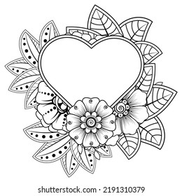 Floral Background with mehndi flower. Decorative ornament in ethnic oriental style. Coloring book.