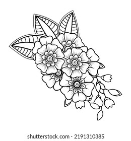 Floral Background with mehndi flower. Decorative ornament in ethnic oriental style. Coloring book.