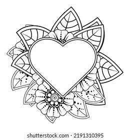 Floral Background with mehndi flower. Decorative ornament in ethnic oriental style. Coloring book.