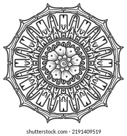 Floral Background with mehndi flower. Decorative ornament in ethnic oriental style. Coloring book.