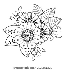 Floral Background with mehndi flower. Decorative ornament in ethnic oriental style. Coloring book.