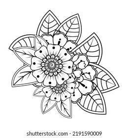 Floral Background with mehndi flower. Decorative ornament in ethnic oriental style. Coloring book.