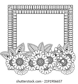 Floral Background with mehndi flower. Decorative ornament in ethnic oriental style. Coloring book.