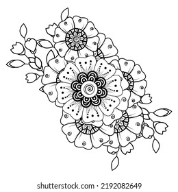 Floral Background with mehndi flower. Decorative ornament in ethnic oriental style. Coloring book.