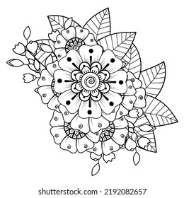 Floral Background with mehndi flower. Decorative ornament in ethnic oriental style. Coloring book.