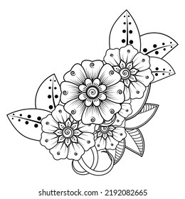 Floral Background With Mehndi Flower. Decorative Ornament In Ethnic Oriental Style. Coloring Book.