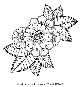 Floral Background With Mehndi Flower. Decorative Ornament In Ethnic Oriental Style. Coloring Book.