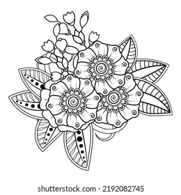 Floral Background with mehndi flower. Decorative ornament in ethnic oriental style. Coloring book.