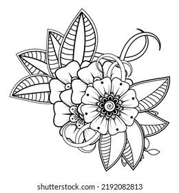 Floral Background with mehndi flower. Decorative ornament in ethnic oriental style. Coloring book.