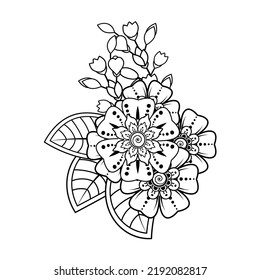 Floral Background with mehndi flower. Decorative ornament in ethnic oriental style. Coloring book.