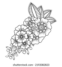 Floral Background with mehndi flower. Decorative ornament in ethnic oriental style. Coloring book.