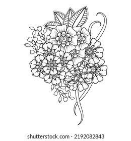 Floral Background with mehndi flower. Decorative ornament in ethnic oriental style. Coloring book.