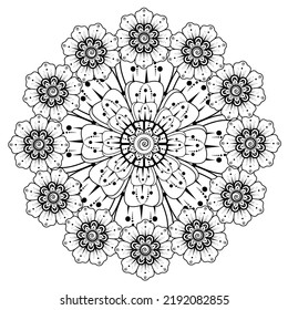 Floral Background with mehndi flower. Decorative ornament in ethnic oriental style. Coloring book.