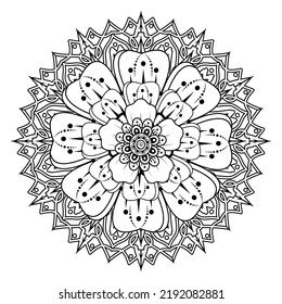 Floral Background with mehndi flower. Decorative ornament in ethnic oriental style. Coloring book.