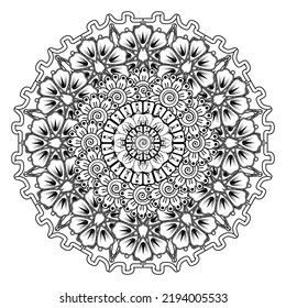 Floral Background with mehndi flower. Decorative ornament in ethnic oriental style, doodle ornament, outline hand draw. Coloring book page.