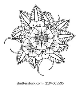 Floral Background with mehndi flower. Decorative ornament in ethnic oriental style, doodle ornament, outline hand draw. Coloring book page.