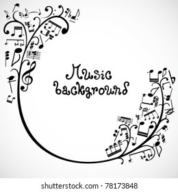 Floral background with music notes