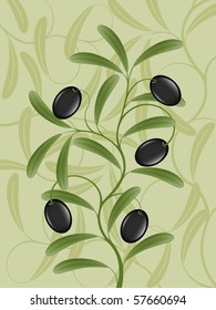 Floral background with an olive branch . Vector illustration.