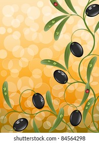 Floral background with olive branch. Vector illustration.