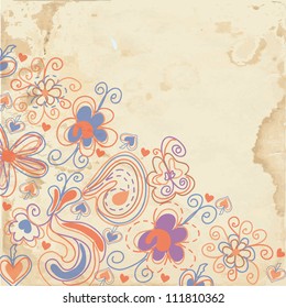 Floral background on the paper texture design