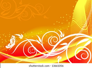 Floral background Orange VECTOR (See Jpeg Also In My Portfolio)