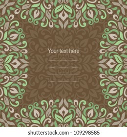 Floral background with ornamental pattern frame