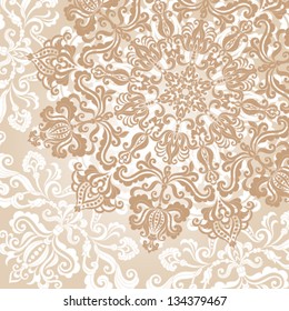 Floral background. Ornamental round pattern on vintage style