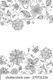 Floral background. Ornate floral elements for your design with free place for your text. 