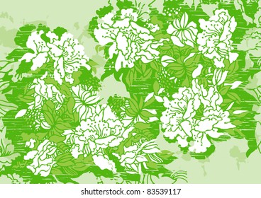 Floral background. Ornate  vector illustration with flower ornament on green  background