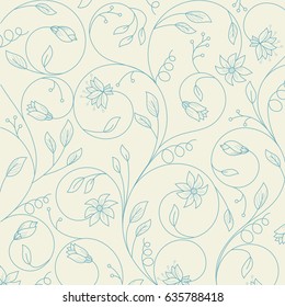 Floral background outlined. Perfect for wedding, party or festival invitation, summer or spring banner, post card, placate, poster, sale ad or any other event.