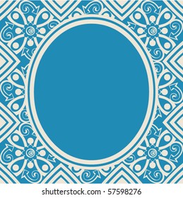 floral background with oval frame, vector image