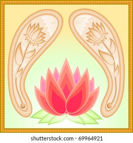 Floral background with paisley lotus theme