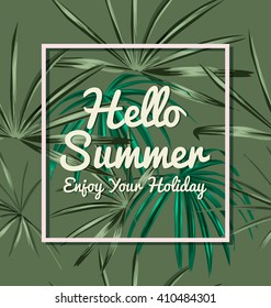  Floral background with palm leaves
