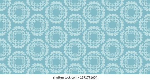 Floral background pattern in blue tones. Seamless wallpaper texture. Vector image