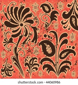 Floral background with pattern in brown coloring