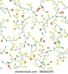 Floral background. Pattern with herbs. Background with wildflowers