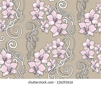 Floral background pattern with orchid