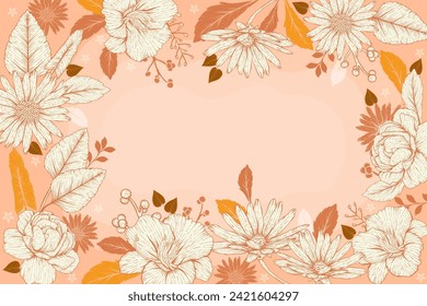 Floral background with peach fuzz.