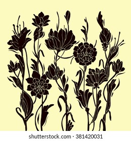 Floral background with Peony. Colorful flower pattern Vector illustration.
