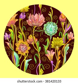 Floral background with Peony. Colorful flower pattern Vector illustration.
